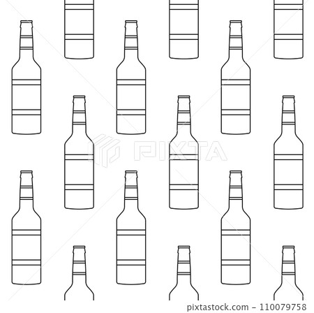 Vector seamless pattern of outline beer bottle 110079758