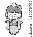 Woman in kimono [monochrome, no background] 110079790