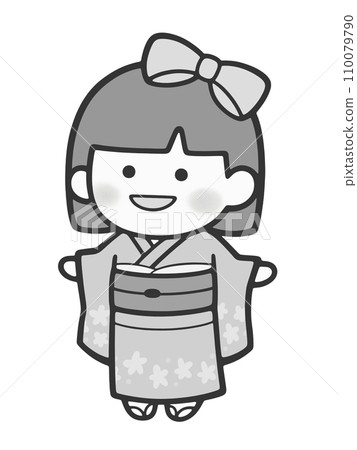 Woman in kimono [monochrome, no background] 110079790