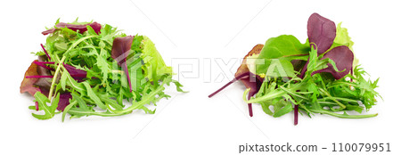Mix of different salads isolated on white background 110079951