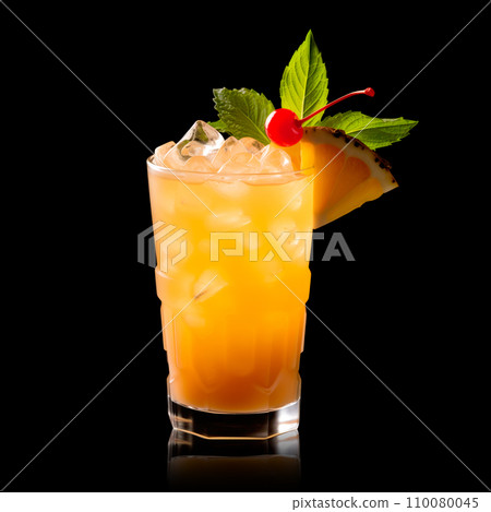 Mai Tai cocktail in classic tiki glass with crushed ice, pineapple and mint Mai Tai cocktail in classic tiki glass with crushed ice, pineapple and mint 110080045