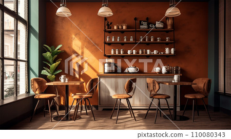 Inside a stylish cafe - Stock Illustration [110080343] - PIXTA