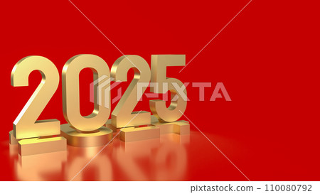 The gold number 2025 for Business concept 3d rendering. The gold number 2025 for Business concept 3d rendering. 110080792