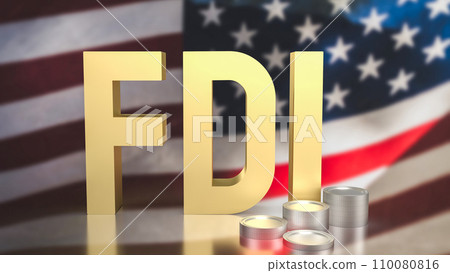 The Gold fdi on USA flag Background for Business 3d rendering. The Gold fdi on USA flag Background for Business 3d rendering. 110080816