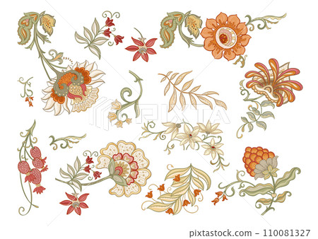 Fantasy flowers in retro, vintage 110081327