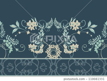 Fantasy flowers, decorative flowers and leaves in art nouveau style 110081331