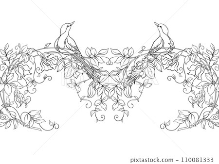 Fantasy flowers and bird, decorative flowers Fantasy flowers and bird, decorative flowers 110081333