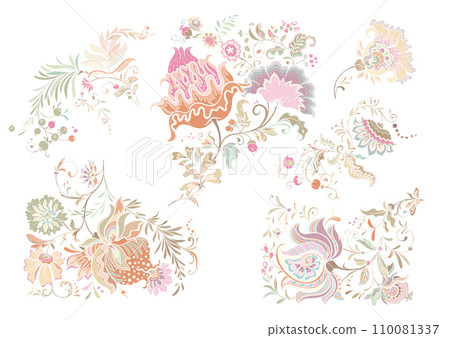 Fantasy flowers in retro, vintage, jacobean 110081337