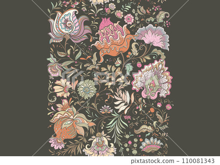 Fantasy flowers in retro, vintage, jacobean 110081343