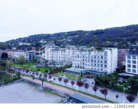 Italy, one of the most beautiful villages of the Lake Como with houses and trees 110081488