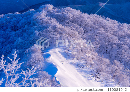 A world of blue and white, Shiga Prefecture, Mt. Ibuki in winter, Japan's 100 Famous Mountains A world of blue and white, Shiga Prefecture, Mt. Ibuki in winter, Japan's 100 Famous Mountains 110081942
