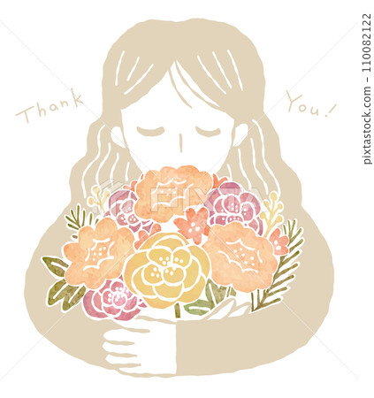 一個女人拿著一束感激之情 一個女人拿著一束感激之情 110082122