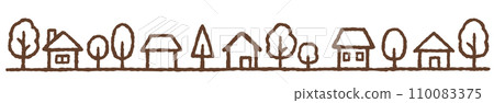 Hand drawn crayon style cityscape illustration 110083375