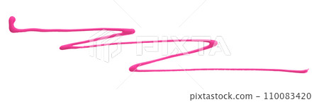 pink watercolor painted zigzag lines isolated on white background. pink watercolor painted zigzag lines isolated on white background. 110083420