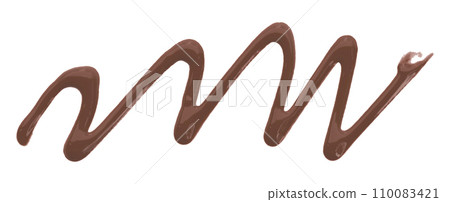 brown watercolor painted zigzag lines isolated on white background. 110083421