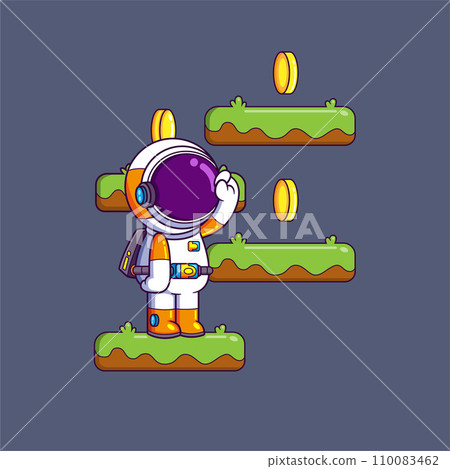 happy Astronaut playing classic game. Science Technology Icon Concept of illustration happy Astronaut playing classic game. Science Technology Icon Concept of illustration 110083462
