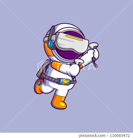 Cute Astronaut Playing Game VR In Space. Science Technology Icon Concept of illustration Cute Astronaut Playing Game VR In Space. Science Technology Icon Concept of illustration 110083472