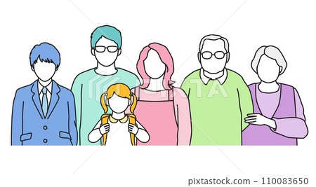 Family huddled together, 3 generations, faceless Family huddled together, 3 generations, faceless 110083650