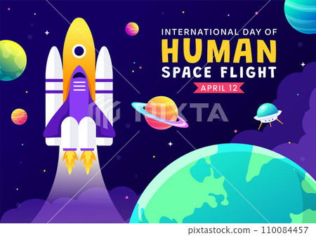International Day of Human Space Flight Vector Illustration on 12 April with Astronaut Standing on the Moon, Transmitter Satellites and Planets International Day of Human Space Flight Vector Illustration on 12 April with Astronaut Standing on the Moon, Transmitter Satellites and Planets 110084457