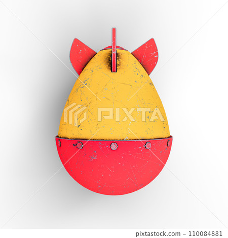 Atomic Nuclear Bomb on White Background. One of the Nuclear War Symbol. 3D Illustration. File with Clipping Path. 110084881