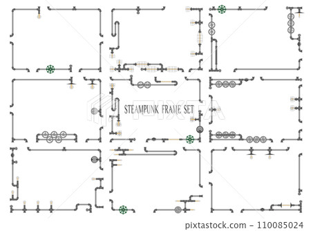Steampunk piping frame set iron solid paint 110085024