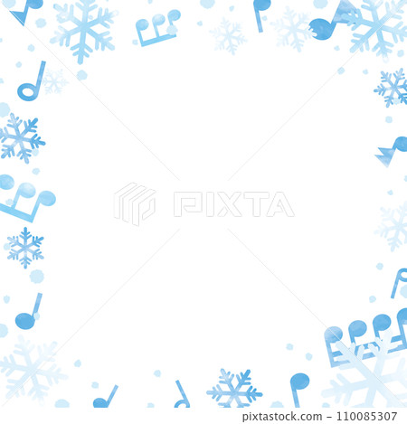 Light blue snowflake and musical notes frame/background_square 110085307