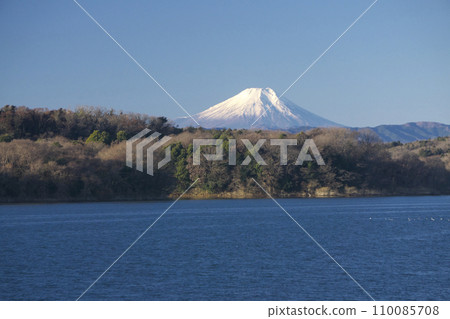 冬天從狹山湖大壩看到的富士山 冬天從狹山湖大壩看到的富士山 110085708