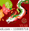 Chinese New Year greeting card with dragon. Translation: Happy New Year! 110085718