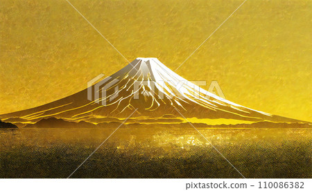 富士山金色背景與富士山圖像素材 110086382