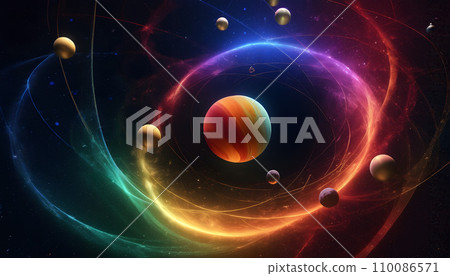 AI-generated content. Planets and stars in space. 110086571