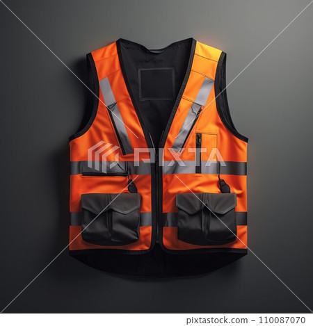 AI-generated content. A worker safety vest mockup vest Generative AI 110087070