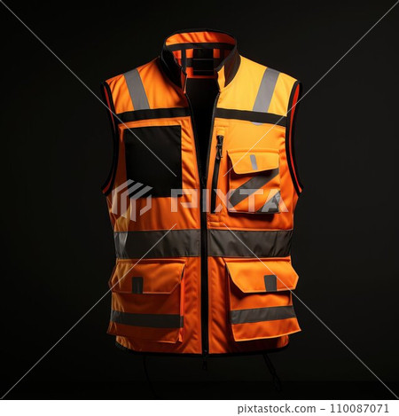 AI-generated content. A worker safety vest mockup vest Generative AI 110087071