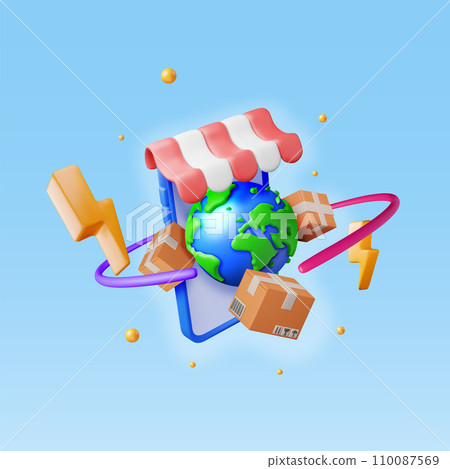 3D Planet Earth, Packaging Box in Smartphone 110087569