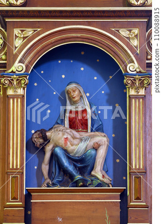 Pieta, statue in the Parish Church of Saint Martin in Scitarjevo, Croatia Pieta, statue in the Parish Church of Saint Martin in Scitarjevo, Croatia 110088915