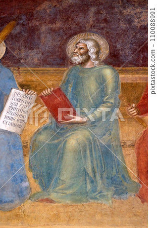 Isaiah, detail of the Triumph of St. Thomas Aquinas, fresco by Andrea di Buonaiuto, Spanish Chapel in Santa Maria Novella Principal Dominican church in Florence, Italy Isaiah, detail of the Triumph of St. Thomas Aquinas, fresco by Andrea di Buonaiuto, Spanish Chapel in Santa Maria Novella Principal Dominican church in Florence, Italy 110088991