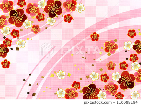 Cherry blossoms, plum blossoms, Doll's Festival, Shichi-Go-San, checkered pattern, Japanese style, image, pink Cherry blossoms, plum blossoms, Doll's Festival, Shichi-Go-San, checkered pattern, Japanese style, image, pink 110089184