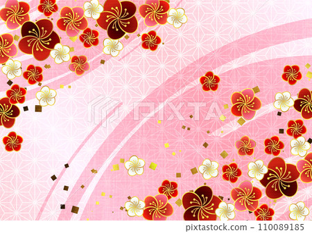 Cherry blossoms, plum blossoms, Doll's Festival, Shichi-Go-San, hemp leaf pattern, Japanese style, image, pink Cherry blossoms, plum blossoms, Doll's Festival, Shichi-Go-San, hemp leaf pattern, Japanese style, image, pink 110089185