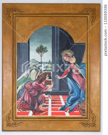 Annunciation of the Virgin, altarpiece in the Catholic church of St. Cyril, Methodius and St. Benedict in Ohrid, Macedonia 110089386