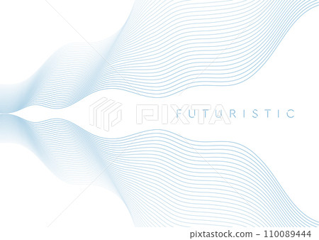 Blue minimal wavy lines abstract futuristic tech background 110089444