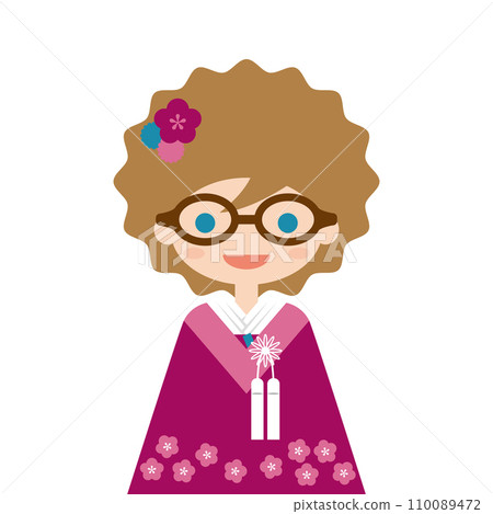 穿著和服戴眼鏡的外國女人 110089472