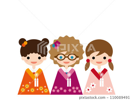 一群穿著和服的外國人和日本人 110089491