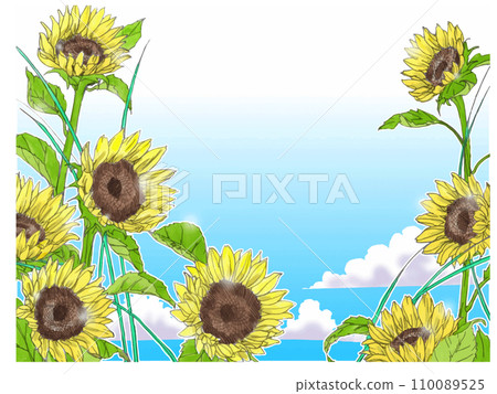 藍天和手繪向日葵 110089525