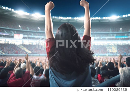 AI-generated image of a woman enjoying watching sports AI-generated image of a woman enjoying watching sports 110089886