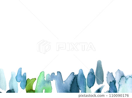 Blue and green blurred watercolor texture background illustration material 110090176