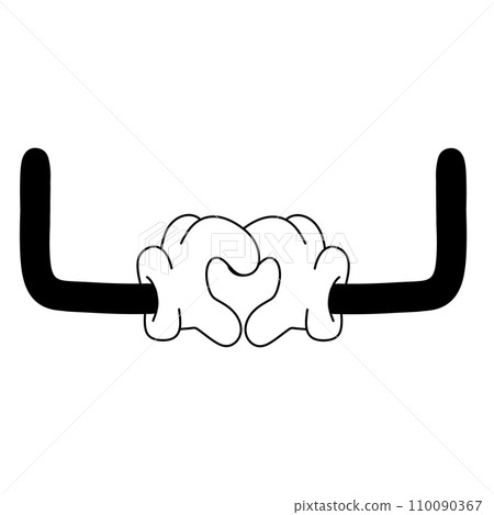 cartoon hand in glove doodle retro groovy vintage comic style Cute illustration character body parts Gesture hand cartoon hand in glove doodle retro groovy vintage comic style Cute illustration character body parts Gesture hand 110090367