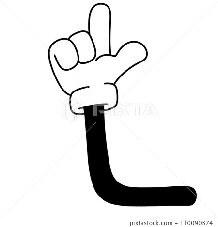 cartoon hand in glove doodle retro groovy vintage comic style Cute illustration character body parts Gesture hand 110090374
