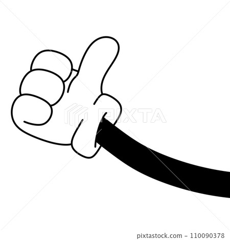 cartoon hand in glove doodle retro groovy vintage comic style Cute illustration character body parts Gesture hand 110090378