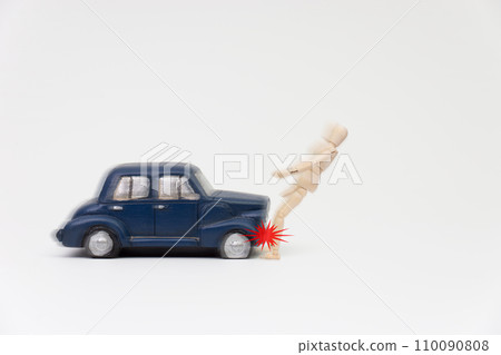 Image of a collision between a person and a car Image of a collision between a person and a car 110090808