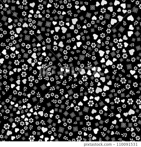 Flower geometric pattern. Seamless vector background. Black and white ornament 110091531