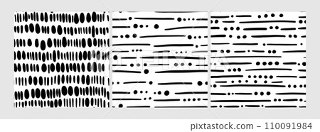 Small dash patterns set. Seamless minimal dash pattern, small elements. Small dash patterns set. Seamless minimal dash pattern, small elements. 110091984